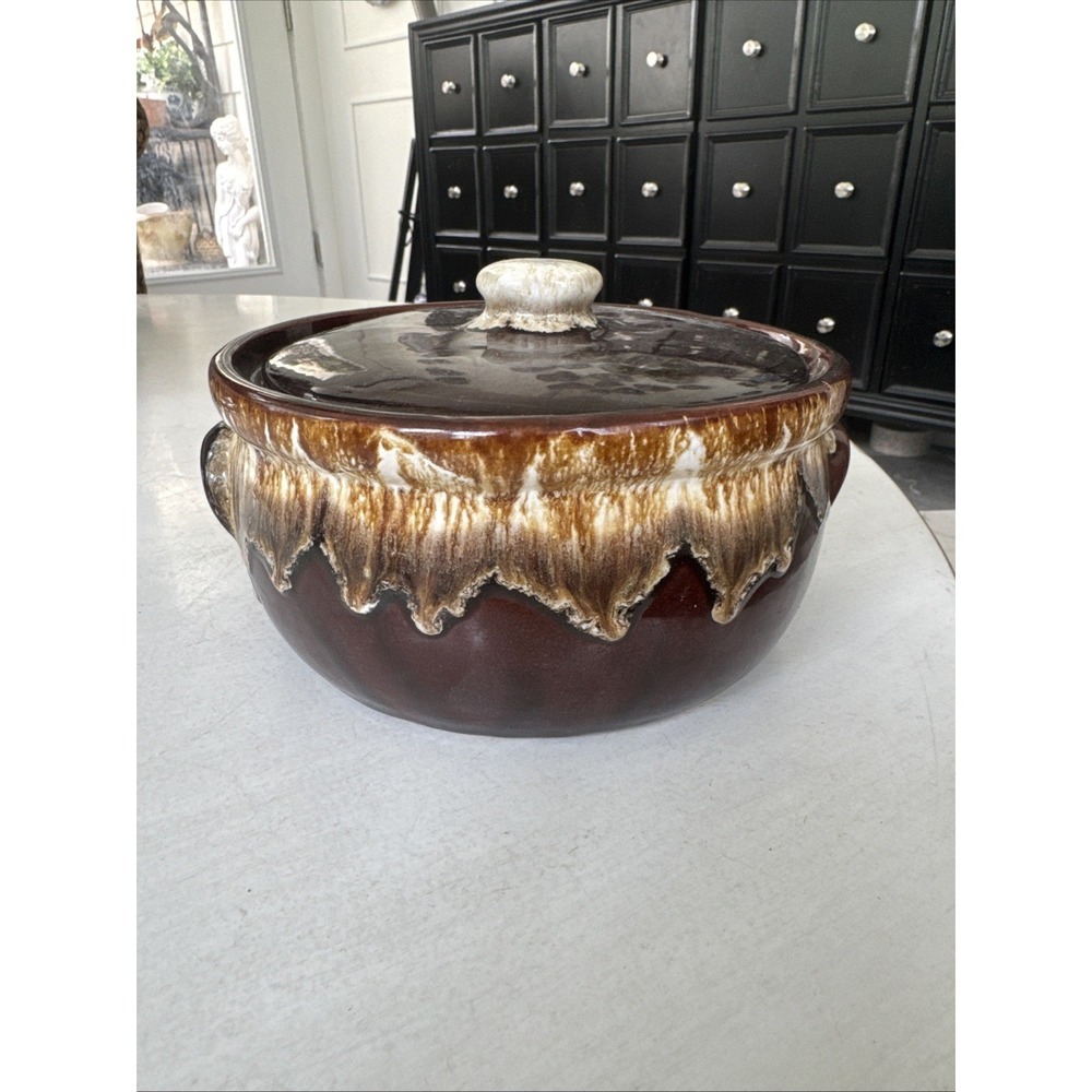 Brown Drip Pottery Dining Bakeware Casserole Dish